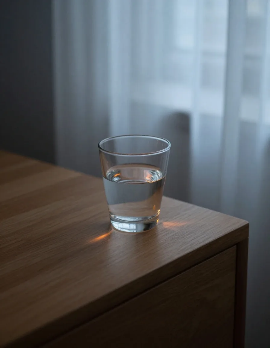 Table de chevet au petit matin