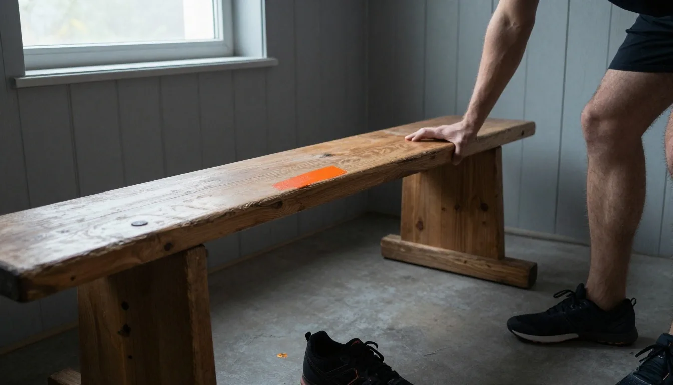 Haltères sur un banc d'entraînement