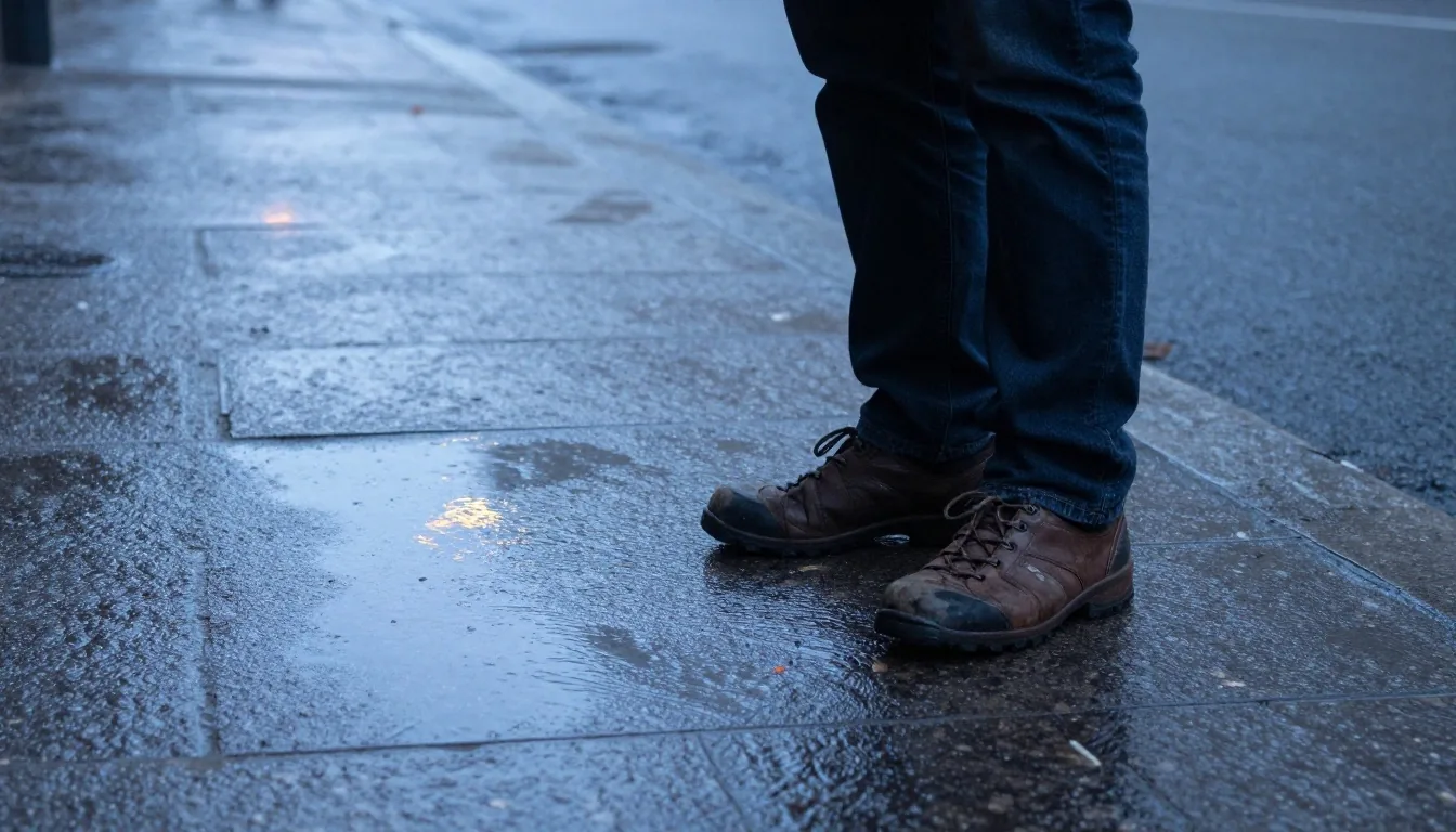 Marche sur trottoir à l'aube